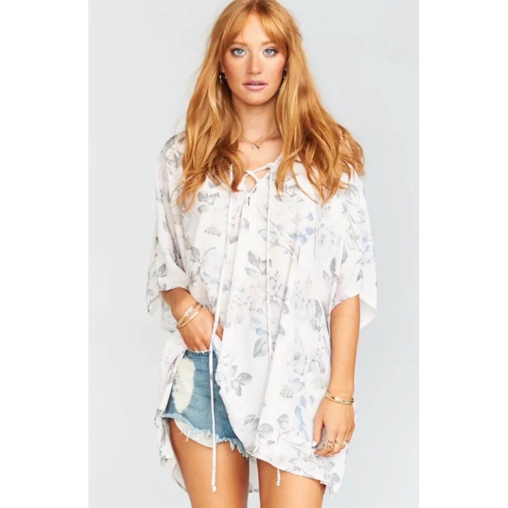 💕 SHOW ME YOUR MUMU peta lace up tunic in endless summer rose NEW size M